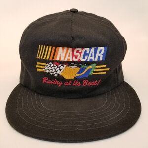 Vtg Nascar Embroidered Racing Graphics Black Made In USA Cap